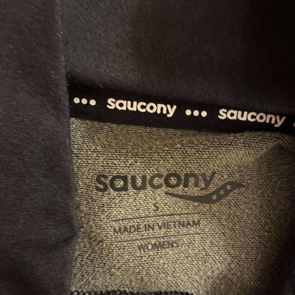 Saucony Athletic Black Long Sleeve Fleece Top with Orange Accents - Picture 2 of 4